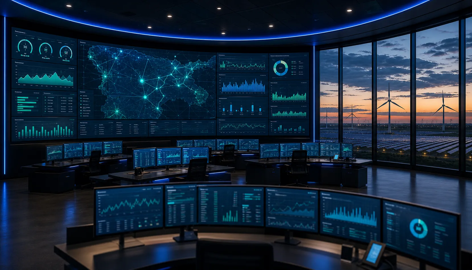 Futuristic Energy Operations Control Room - Integrow Platforms