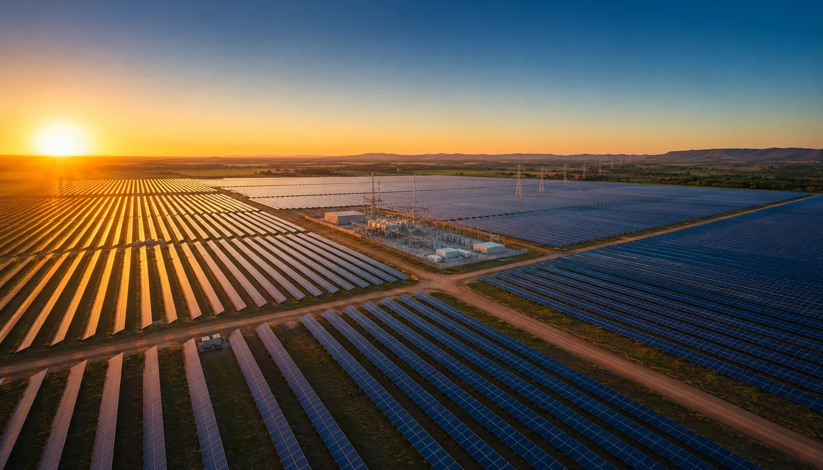 Solar Farm at Sunrise - Integrow Solar Energy