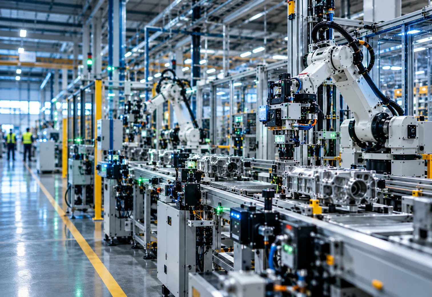 Smart manufacturing production line with connected industrial equipment